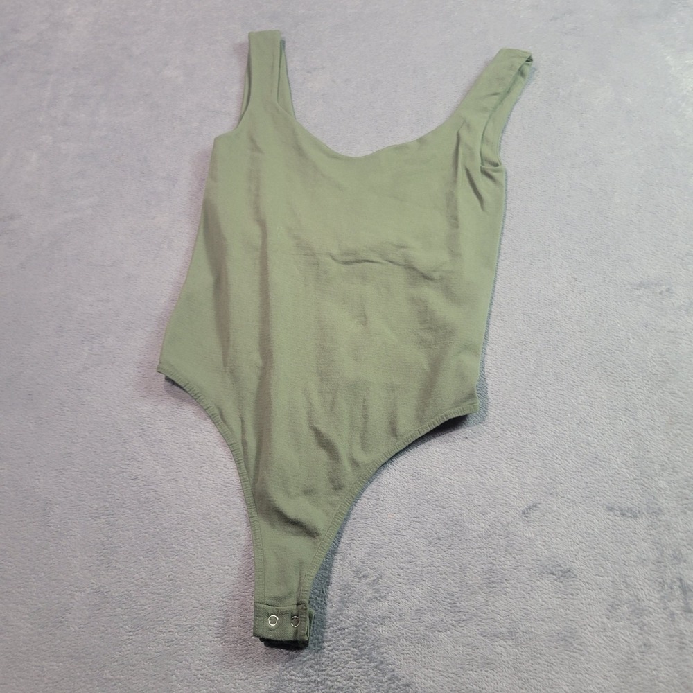 Free People Bodysuit Womens S Green Intimately Seamless Scoop Neck Thong Stretch